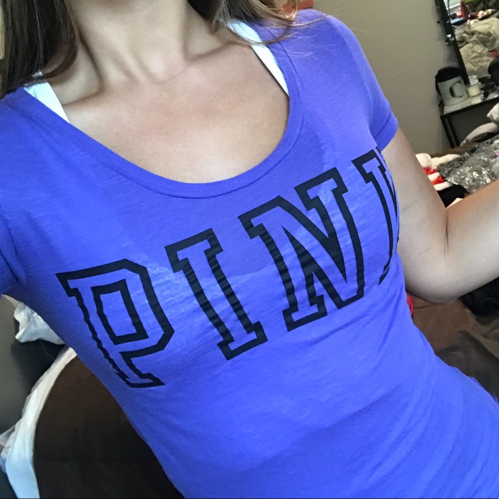 PINK royal purple scoop neck tee